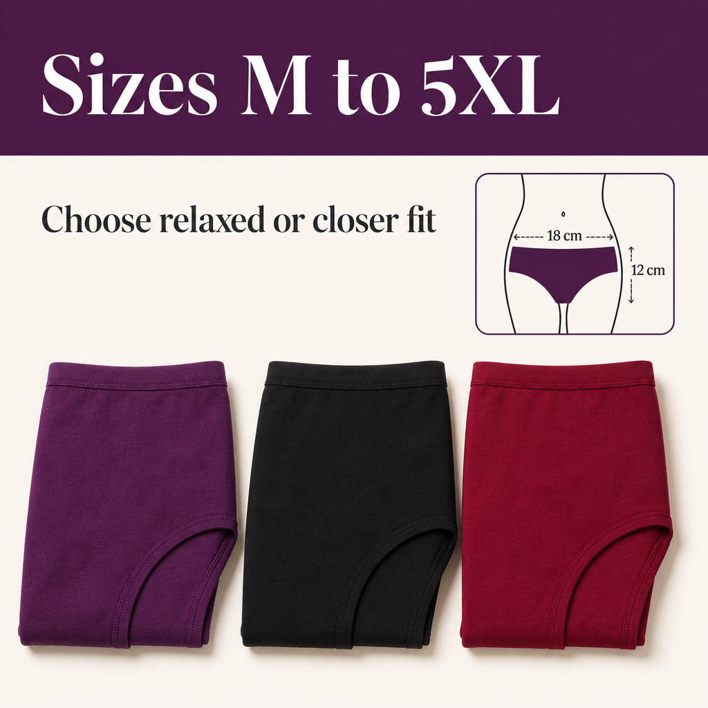 In Care Women's 100% Cotton Mid-Rise Hipster Panties, Pack of 3