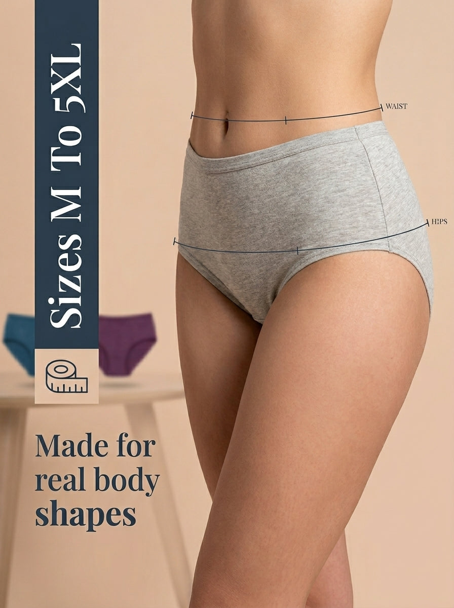 In Care Women's 100% Cotton Mid-Rise Hipster Panties, Pack of 3