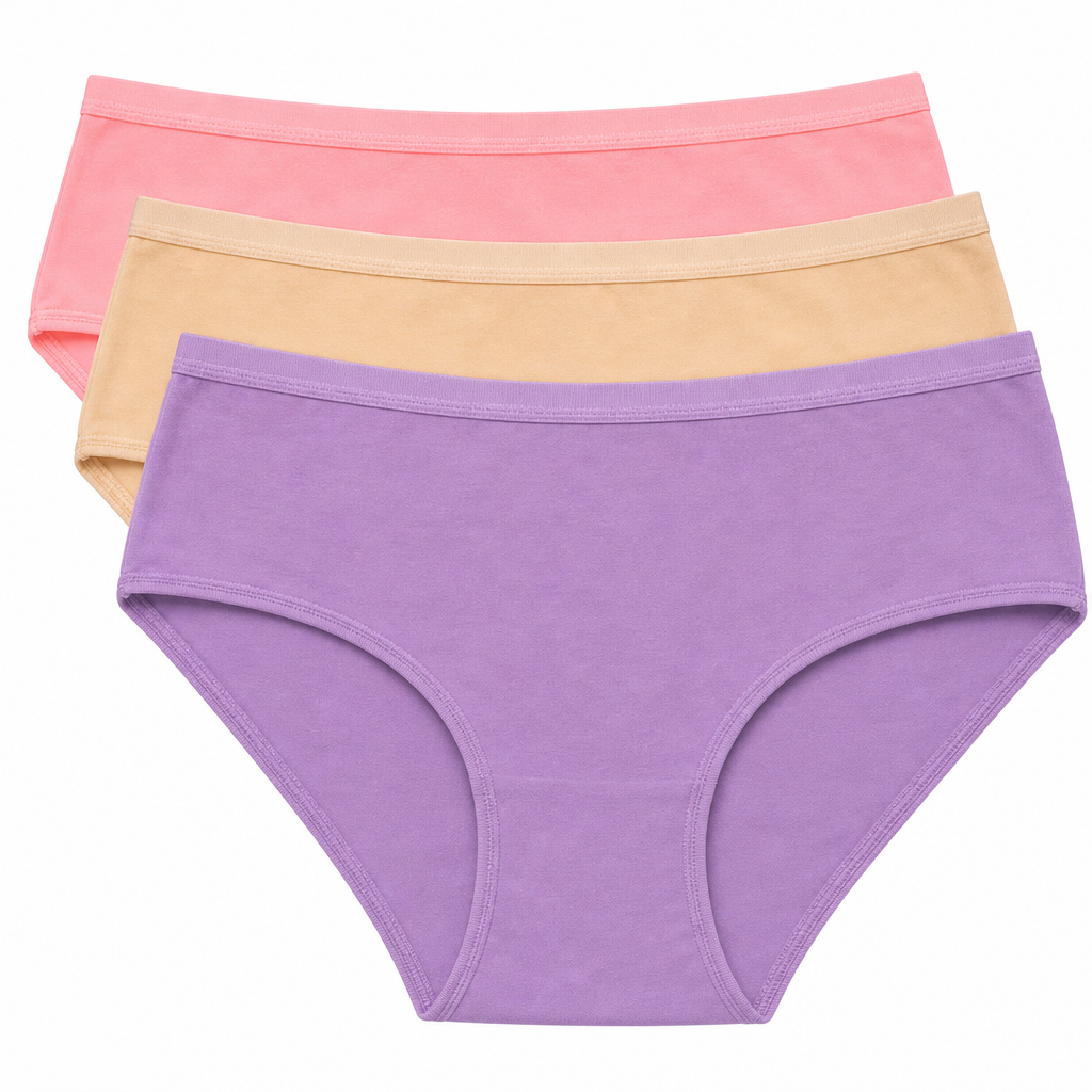 Cotton Hipster Panties Pack of 3 – Outer Elastic, Full Coverage | In Care