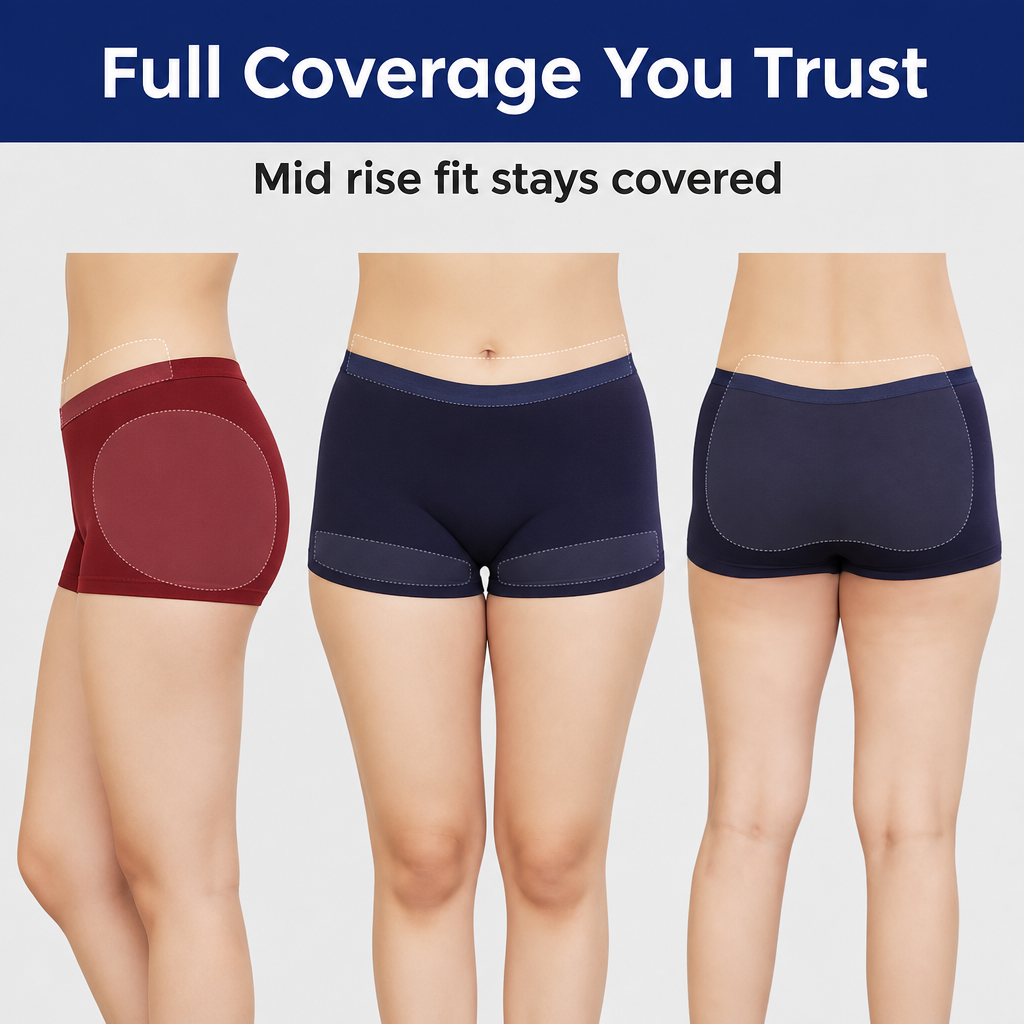 Cotton Blend Boyshorts with Outer Elastic - Pack of 2