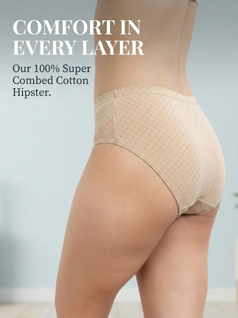 Cotton Hipster Panty Combo – Nude, Mauve & Espresso, Pack of 3