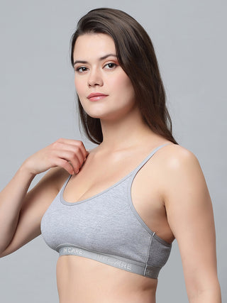 Full Coverage Non-Padded Sports Bra Black Grey color (Pack of 2)