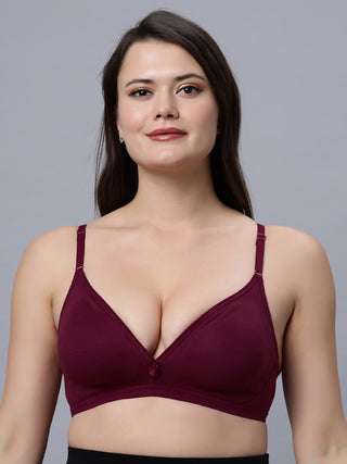 Half Coverage Non-Padded Wine Color Regular Bra (Pack of 1)