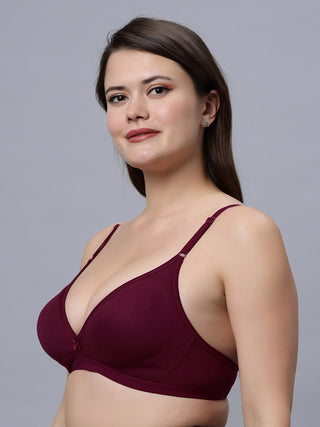 Half Coverage Non-Padded Wine Color Regular Bra (Pack of 1)