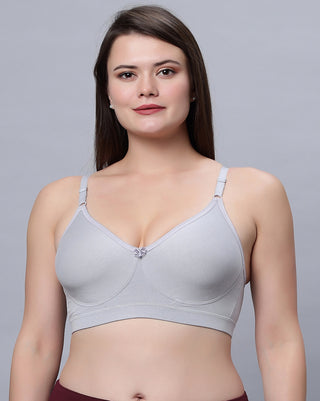 Full Coverage Non Padded Skin and Grey Color Bra (Pack of 2)