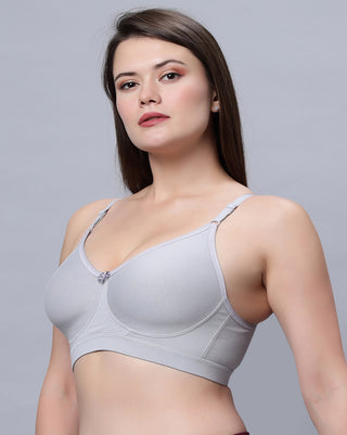 Full Coverage Non Padded Skin and Grey Color Bra (Pack of 2)