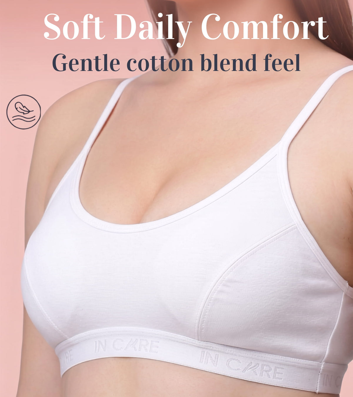 In Care Slip On Sports Bra – Non Padded Wire Free Cotton Bralette for Women