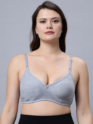 Medium coverage Non Padded Bra Grey Pink color (Pack of 2)