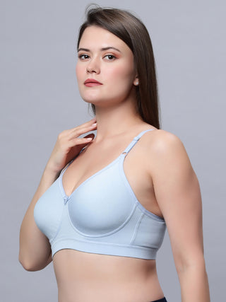 Full Coverage Non Padded Black and Sky Blue (Pack of 2)
