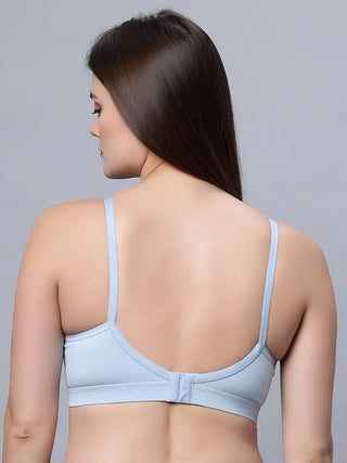 Full Coverage Non Padded Black and Sky Blue (Pack of 2)