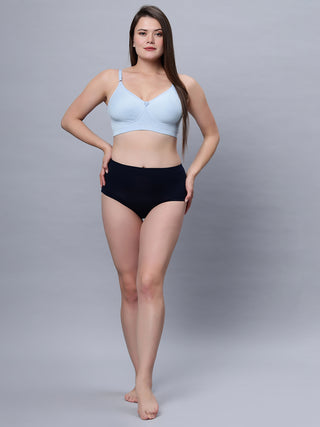 Full Coverage Non Padded Black and Sky Blue (Pack of 2)