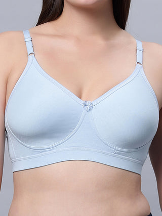 Full Coverage Non Padded Black and Sky Blue (Pack of 2)