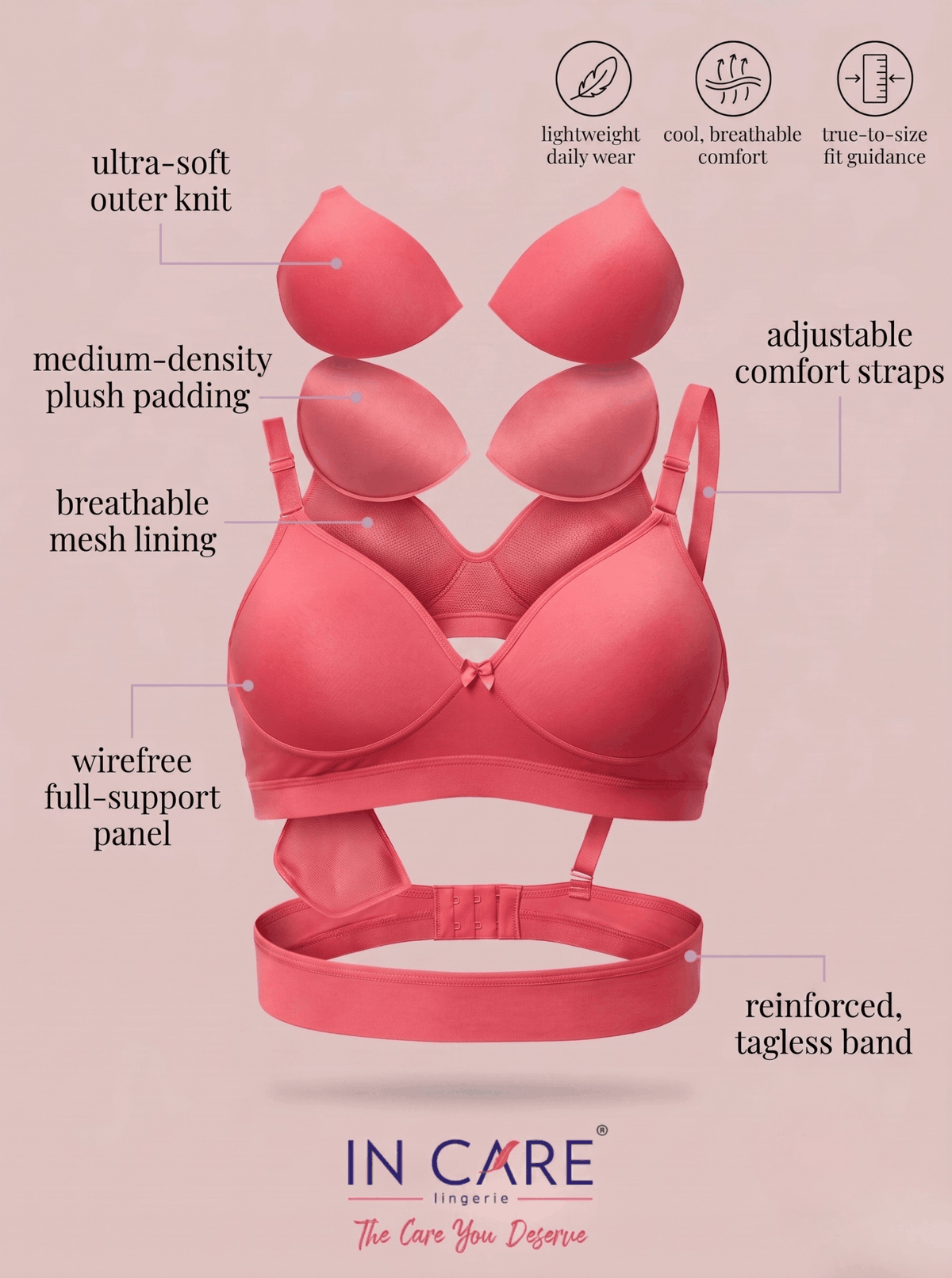 Medium Coverage Padded T-Shirt Bra - B Cup, 6 Colours