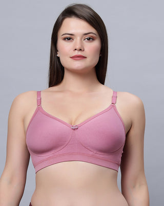 Full Coverage Non Padded Black and Onion Bra (Pack of 2)