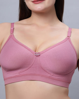 Full Coverage Non Padded Black and Onion Bra (Pack of 2)