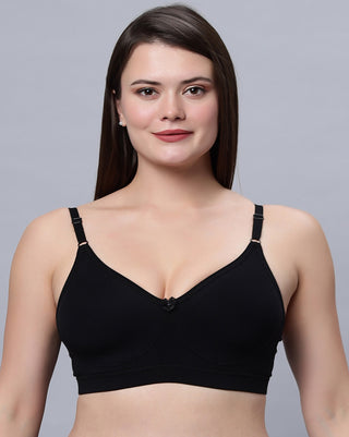 Full Coverage Non Padded Black and Onion Bra (Pack of 2)