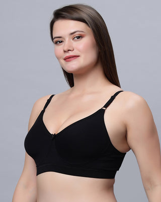 Full Coverage Non Padded Black and Onion Bra (Pack of 2)