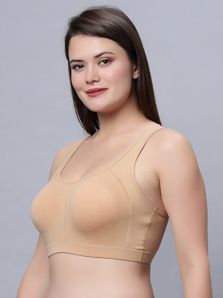 Full coverage removable padding Black and Skin color Sports Bra (Pack of 2)