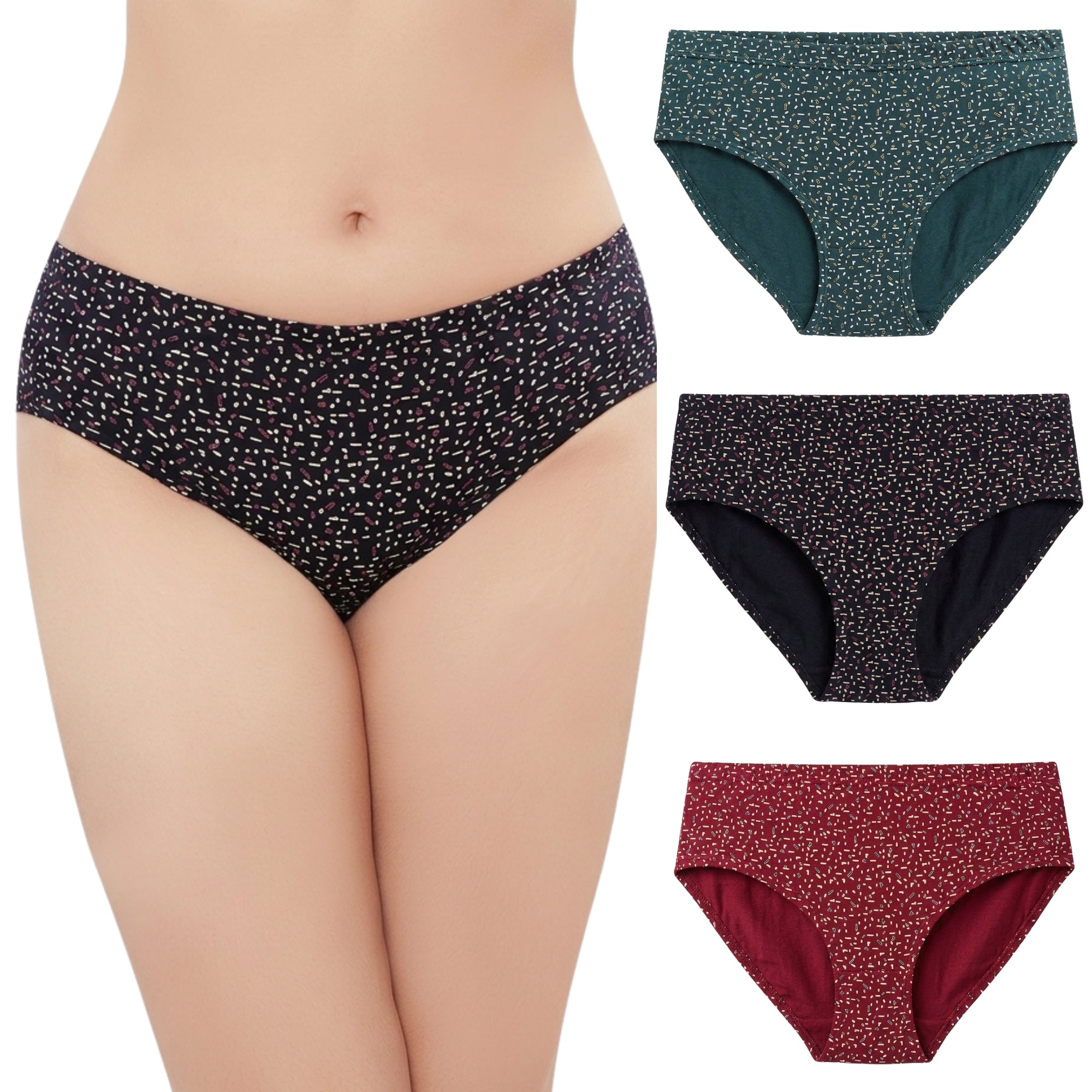 Printed Mid Rise Hipster Panties Pack of 3 - Print Set 3