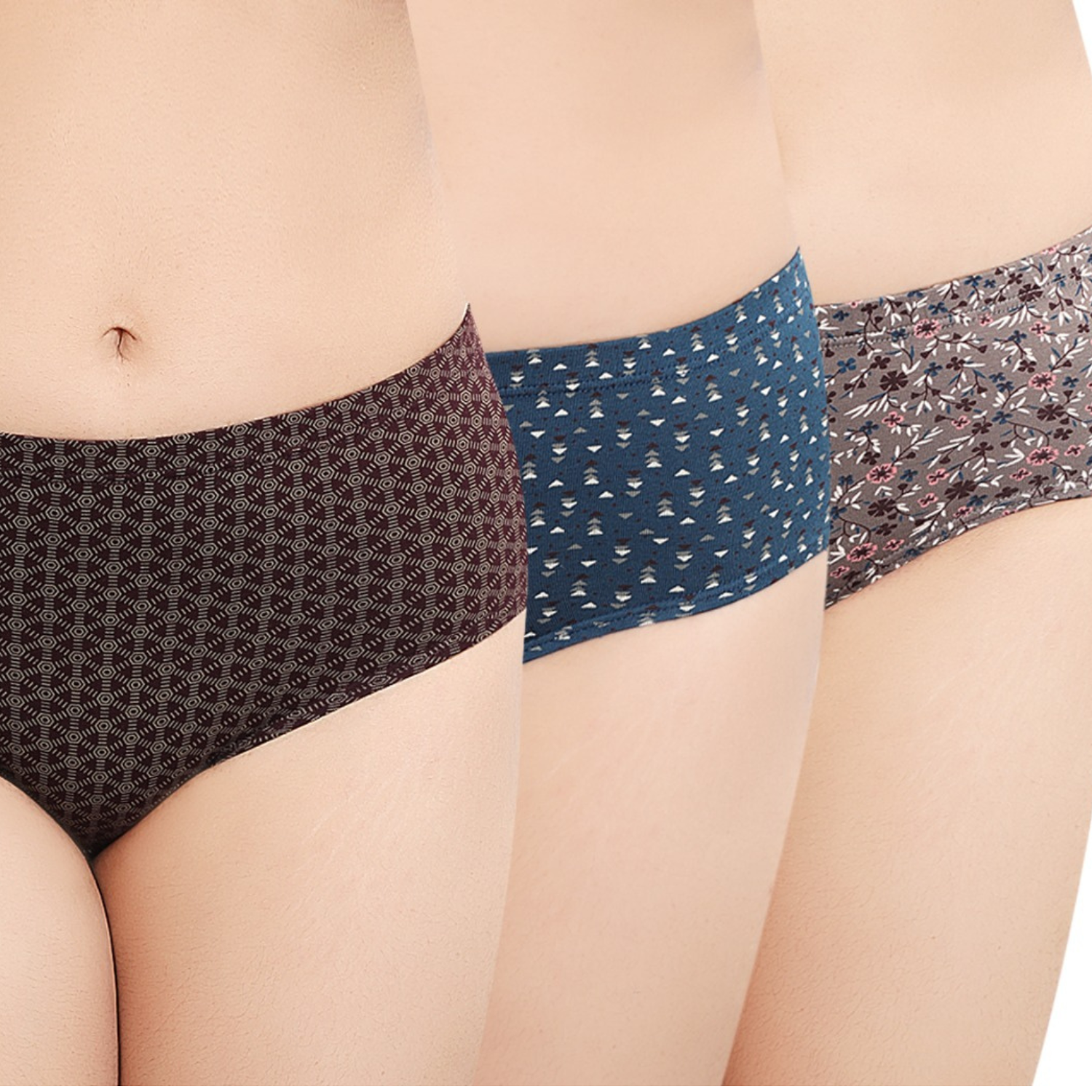 In Care Printed Inner Elastic Hipster Panty Assorted Cotton Combo (INCOMBO)