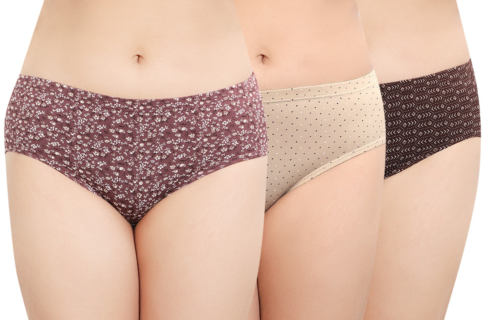 In Care Printed Inner Elastic Hipster Panty Assorted Cotton Combo (INCOMBO-03)
