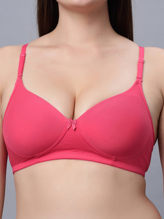 Medium coverage padded Everyday T-shirt Carrot and Black Color Bra (Pack of 2)