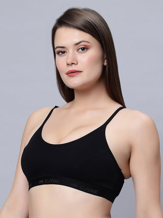 Full Coverage Non-Padded Sports Bra Black Grey color (Pack of 2)