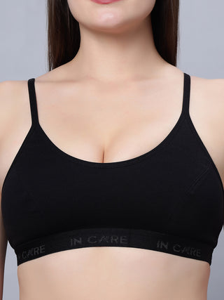 Full Coverage Non-Padded Sports Bra Black Grey color (Pack of 2)
