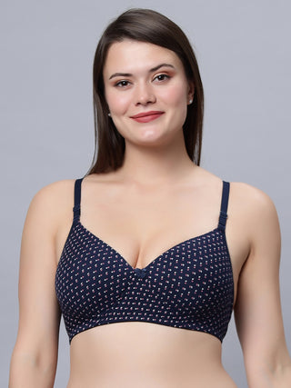 ICPD-PRINT_ASRTD_NAVY Padded Full Coverage Bra (Pack of 1) Incare