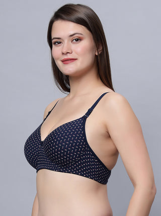 ICPD-PRINT_ASRTD_NAVY Padded Full Coverage Bra (Pack of 1) Incare