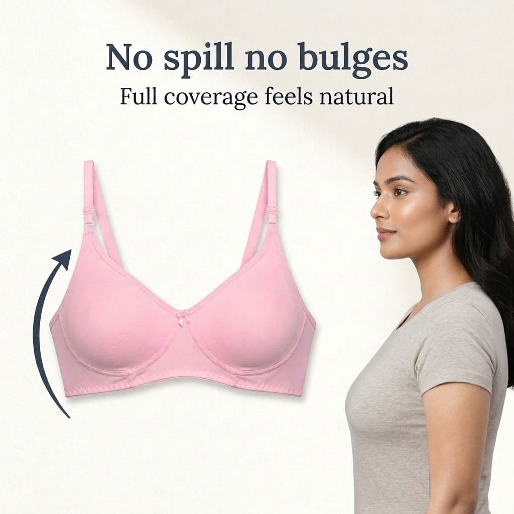 Non-Padded Full Coverage Bra for Women – Wire Free, Moulded Cups (Soha)