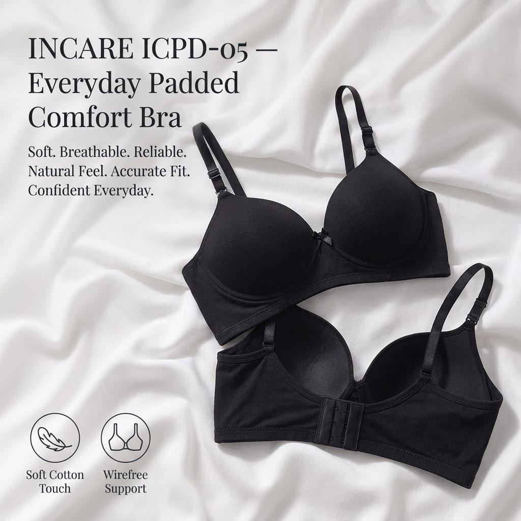 Padded Bra with Detachable Straps - Medium Coverage, B Cup