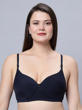 Medium Coverage T-shirt Padded Navy Blue Color Bra (Pack of 1)