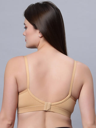 Full Coverage Non Padded Tshirt Black and Skin Color Bra (Pack of 2)