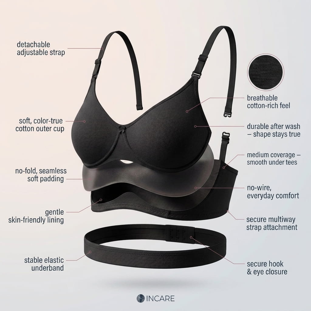 Medium Coverage Non-Padded Bra | Detachable Transparent Straps