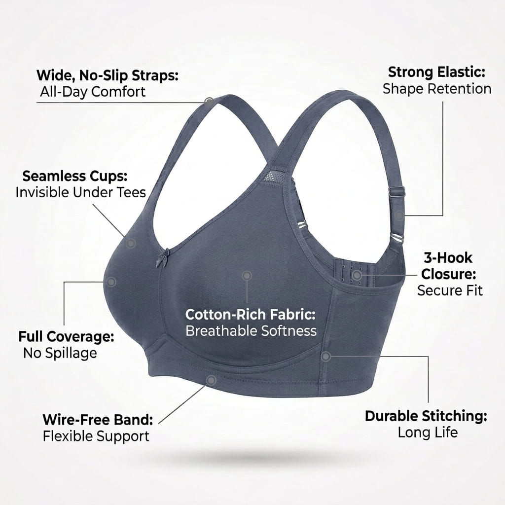 Full Coverage Non-Padded T-Shirt Bra in Polyamide - AlplSecret, D Cup