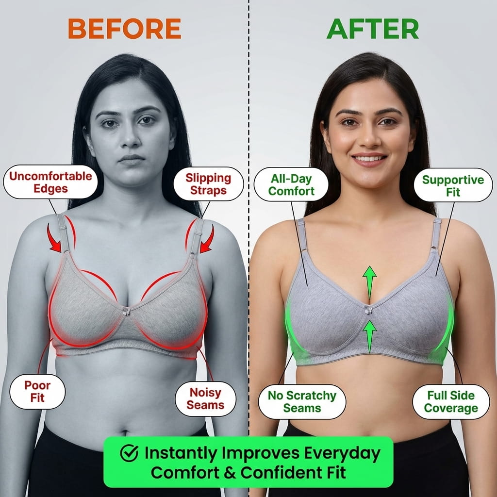 Non-Padded Full Coverage Bra for Women – Wire Free, Moulded Cups (Soha)