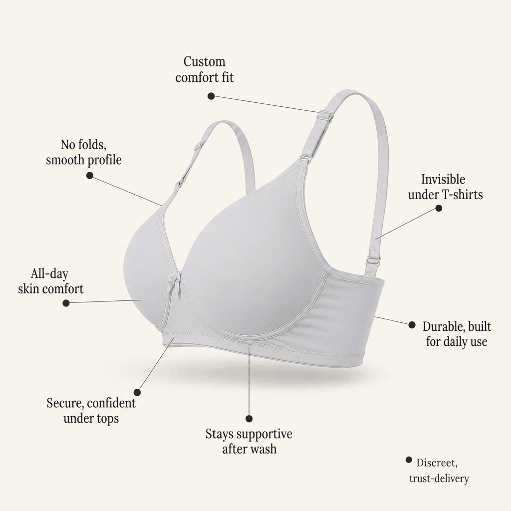 Padded Bra with Detachable Straps - Medium Coverage, B Cup