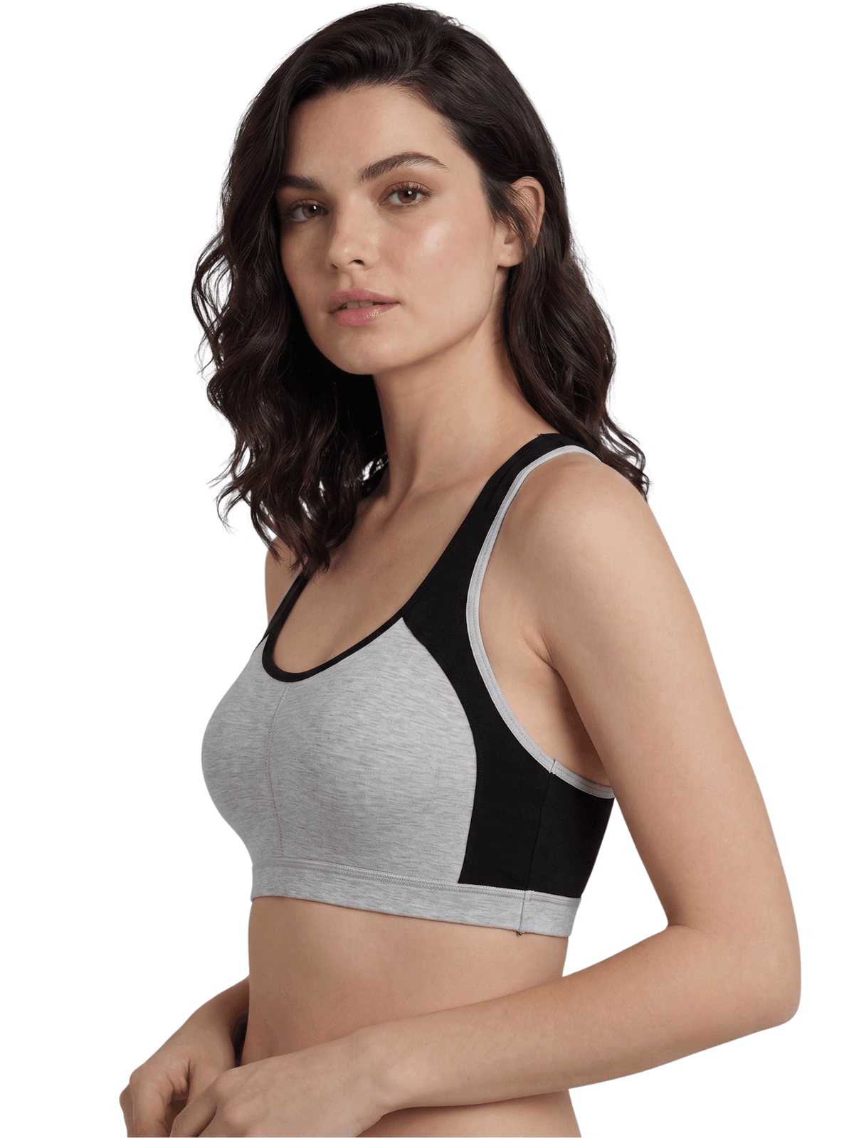 Padded Sports Bra with Removable Cups & Adjustable Straps