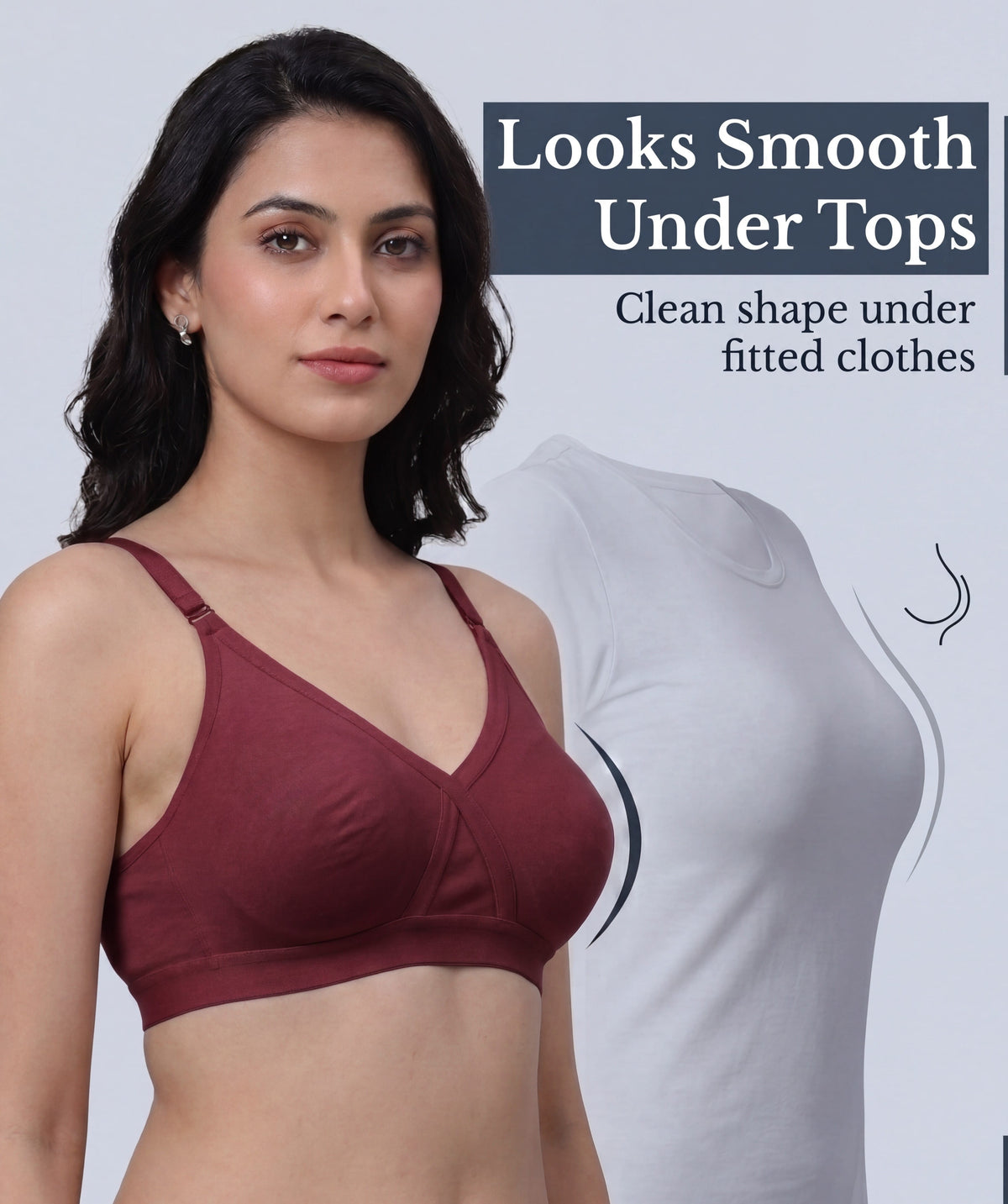 Full Coverage Non-Padded Bra in Soft Interlock Fabric - AlplSenorita, D Cup
