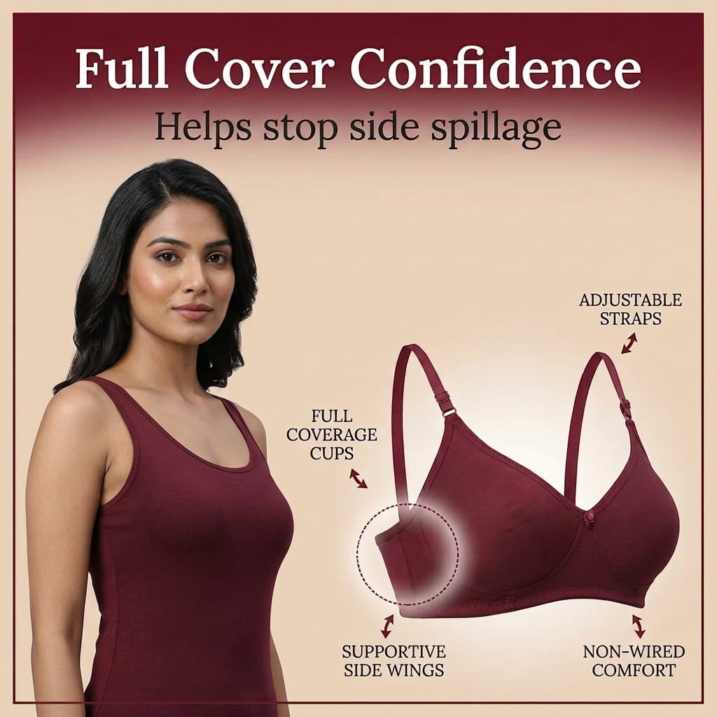 Non-Padded Full Coverage Bra for Women – Wire Free, Moulded Cups (Soha)