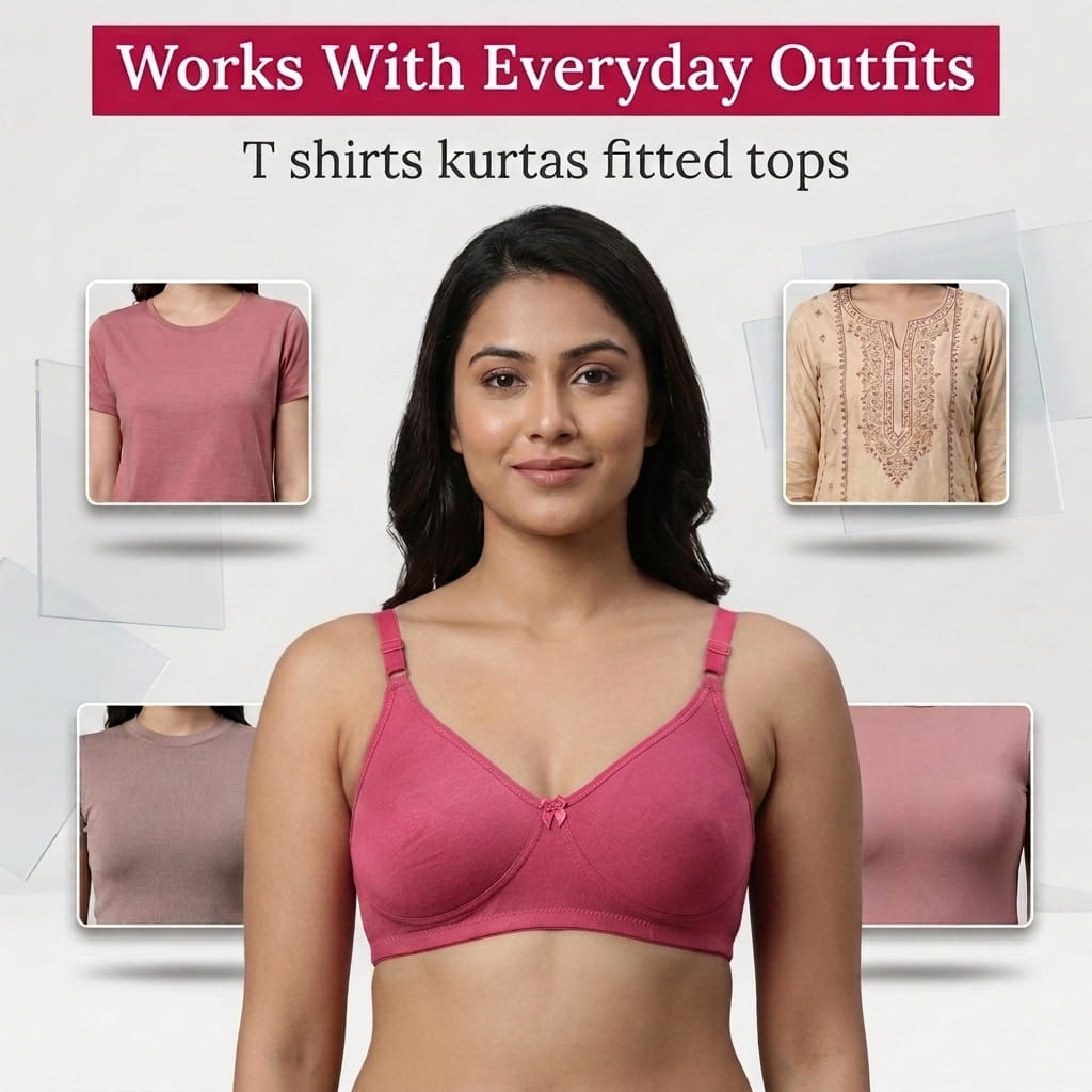 Non-Padded Full Coverage Cotton Bra for Women – Wire Free, Moulded Cups (Suhana)