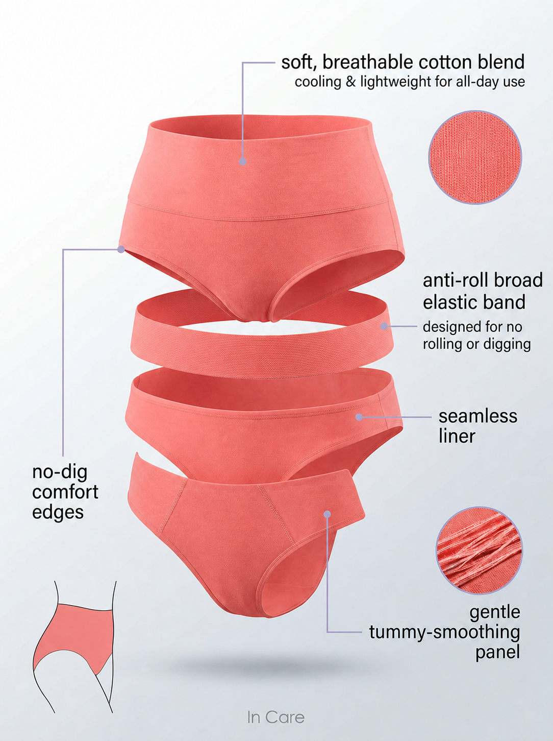 Shapewear Tummy Control Panty with Broad Elastic Waistband | Full Coverage
