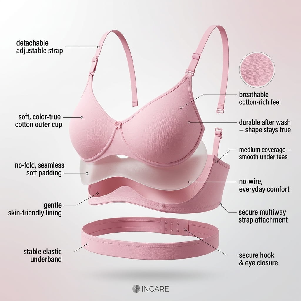 Medium Coverage Non-Padded Bra | Detachable Transparent Straps