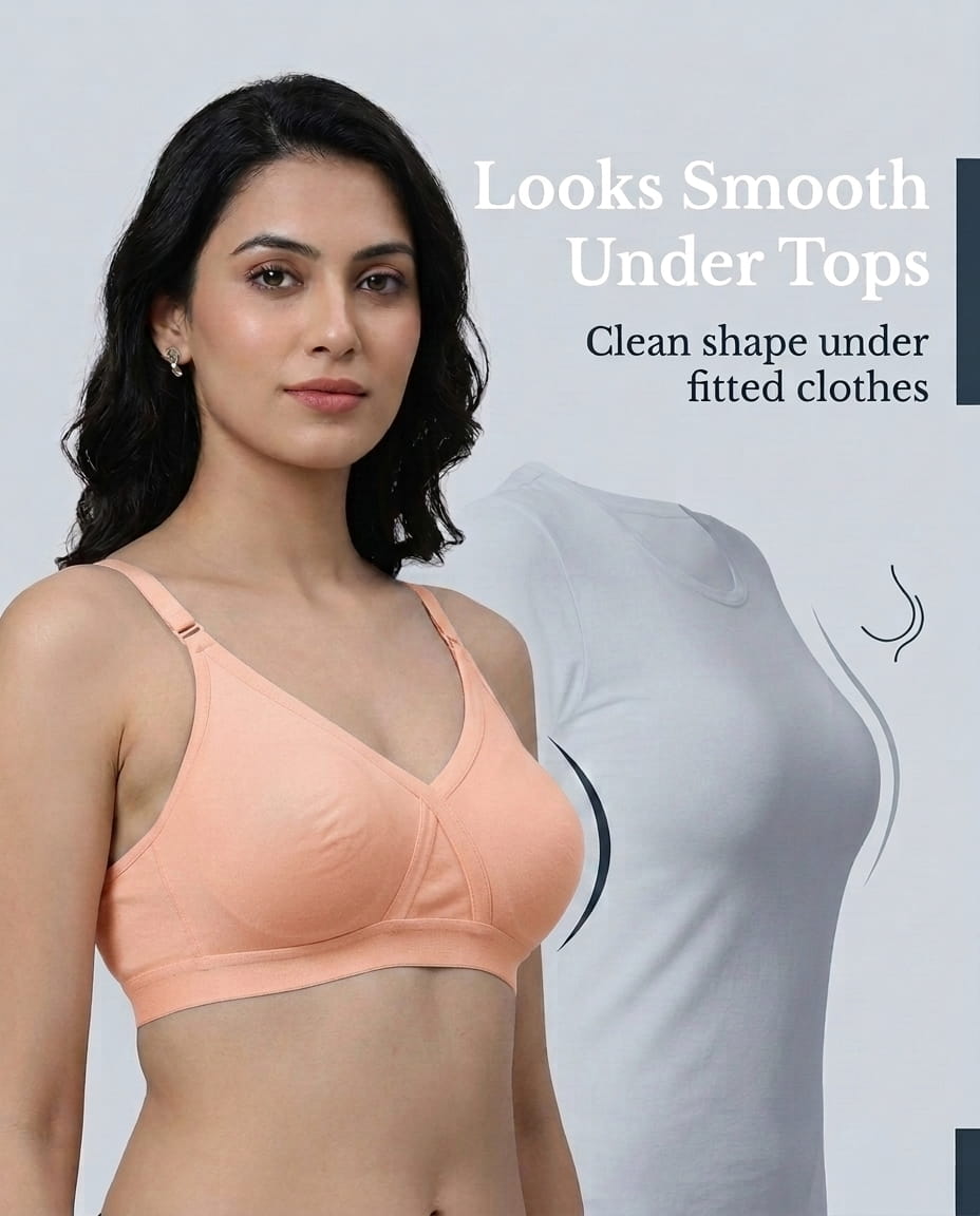 Full Coverage Non-Padded Bra in Soft Interlock Fabric - AlplSenorita, D Cup