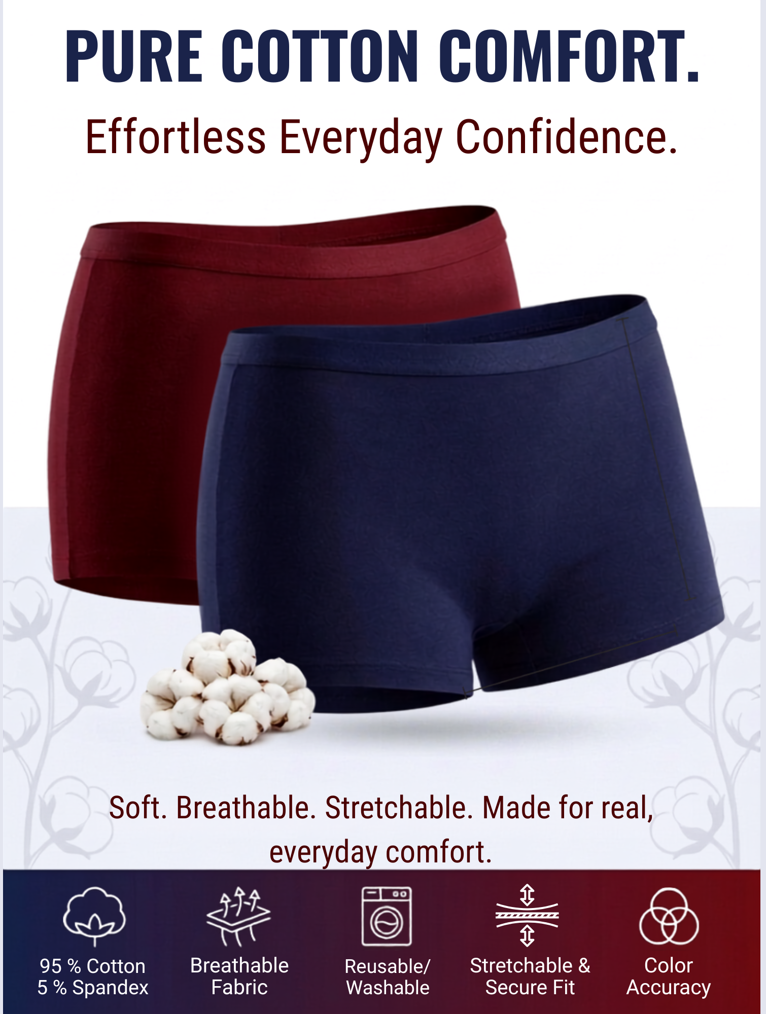 Cotton Blend Boyshorts with Outer Elastic - Pack of 2