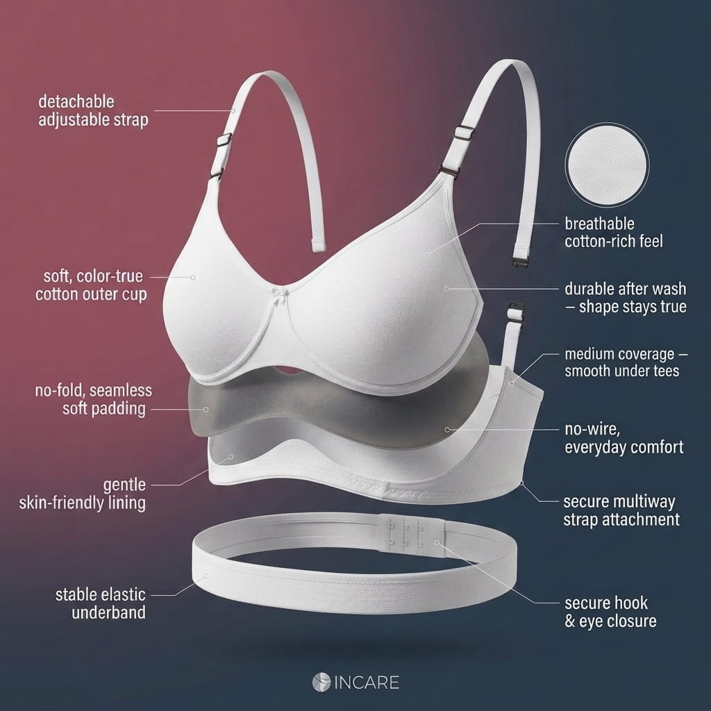 Medium Coverage Non-Padded Bra | Detachable Transparent Straps