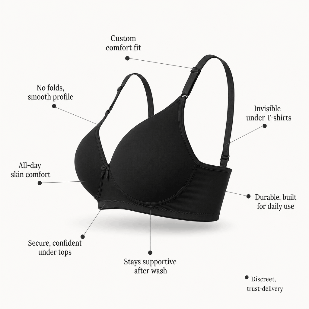 Padded Bra with Detachable Straps - Medium Coverage, B Cup