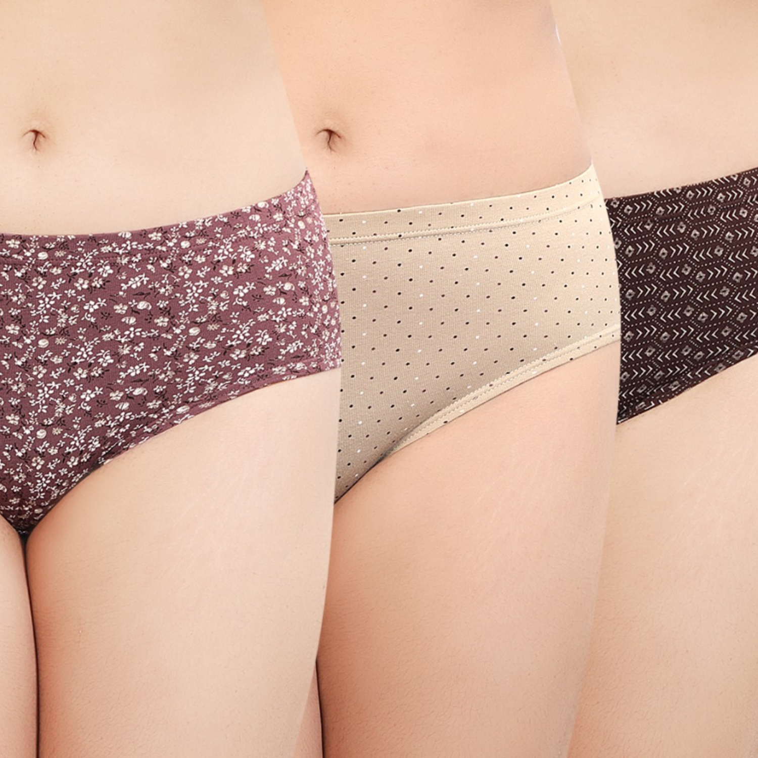 In Care Printed Inner Elastic Hipster Panty Assorted Cotton Combo (INCOMBO-03)