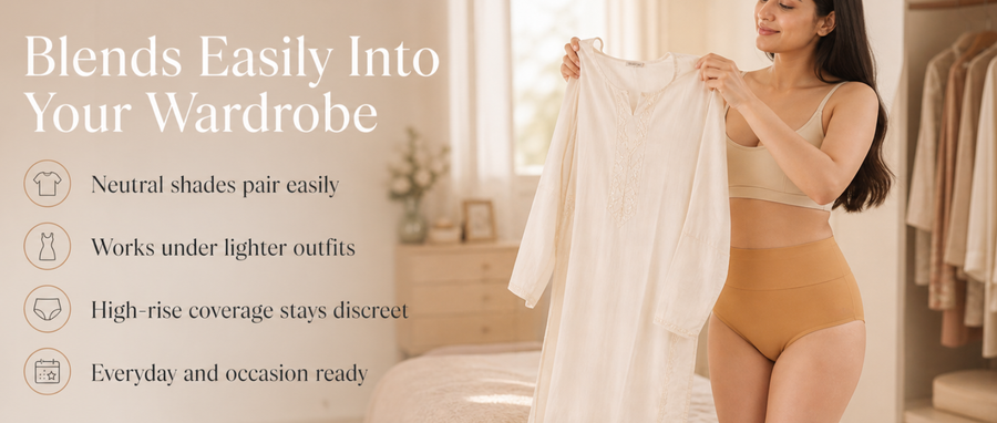 Shapewear Tummy Control Panty with Broad Elastic Waistband | Full Coverage specification image